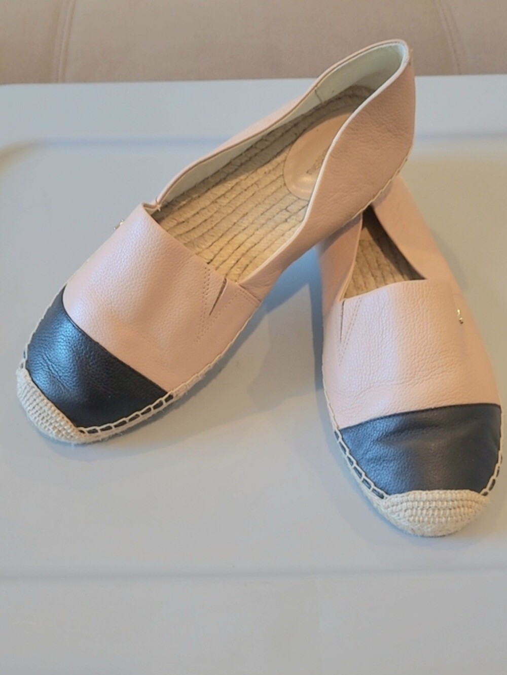 Michael Kors Blush and Black Espadrille Slip-Ons